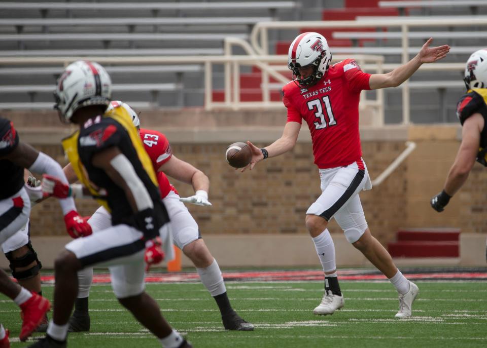 Austin McNamara (31) set a Texas Tech single-season record last season by averaging 48.2 yards per punt and broke an FBS single-game record with eight punts of at least 50 yards.
