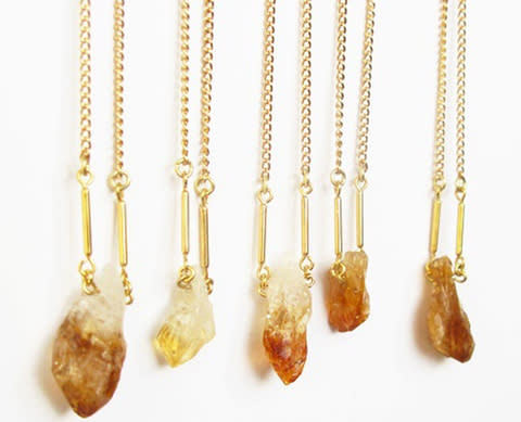 The Vamoose, Small Citrine Drop Necklace, $29.45