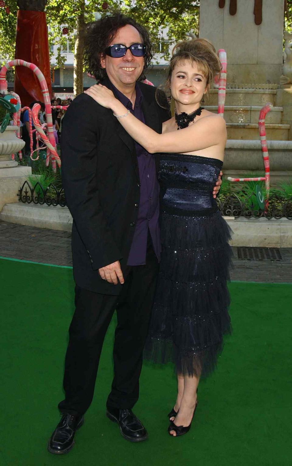 Tim Burton and Helena Bonham Carter arrives at the UK Premiere of "Charlie And The Chocolate Factory" at the Odeon Leicester Square on July 17, 2005 in London, England