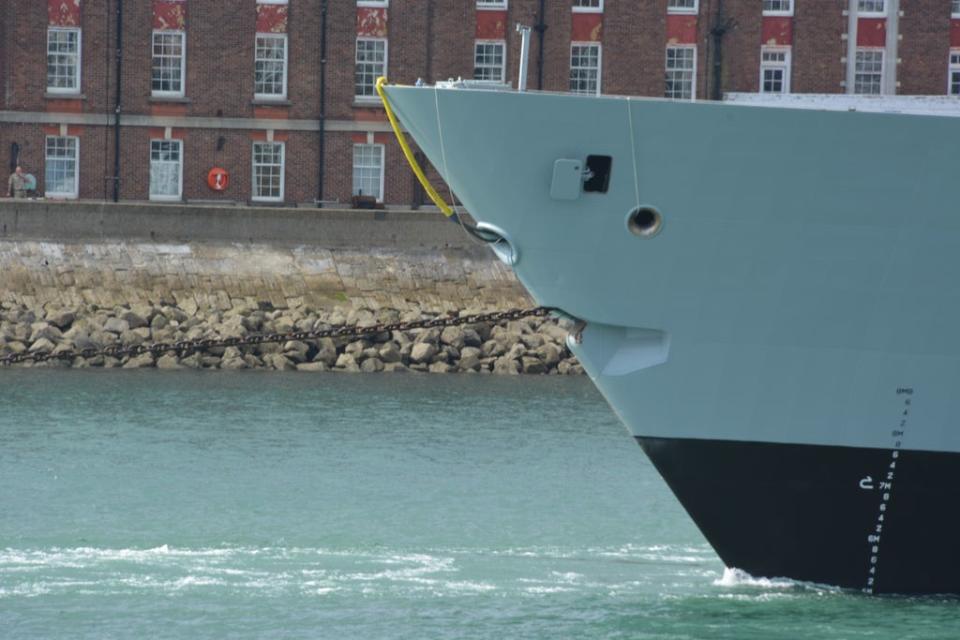 HMS Daring undertow from Portsmouth Naval Base (Ben Mitchell/PA)