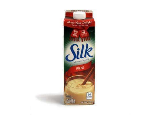 <strong>90 calories, 2 grams of fat</strong><Br> <b>Comments:</b> "Putrid." "This is NOT egg nog." "Watery and tannic." "Unpleasant chalky texture." "Is this soy? It's very thin."  <b><a href="http://silksoymilk.com/" target="_blank">silksoymilk.com</a></b>