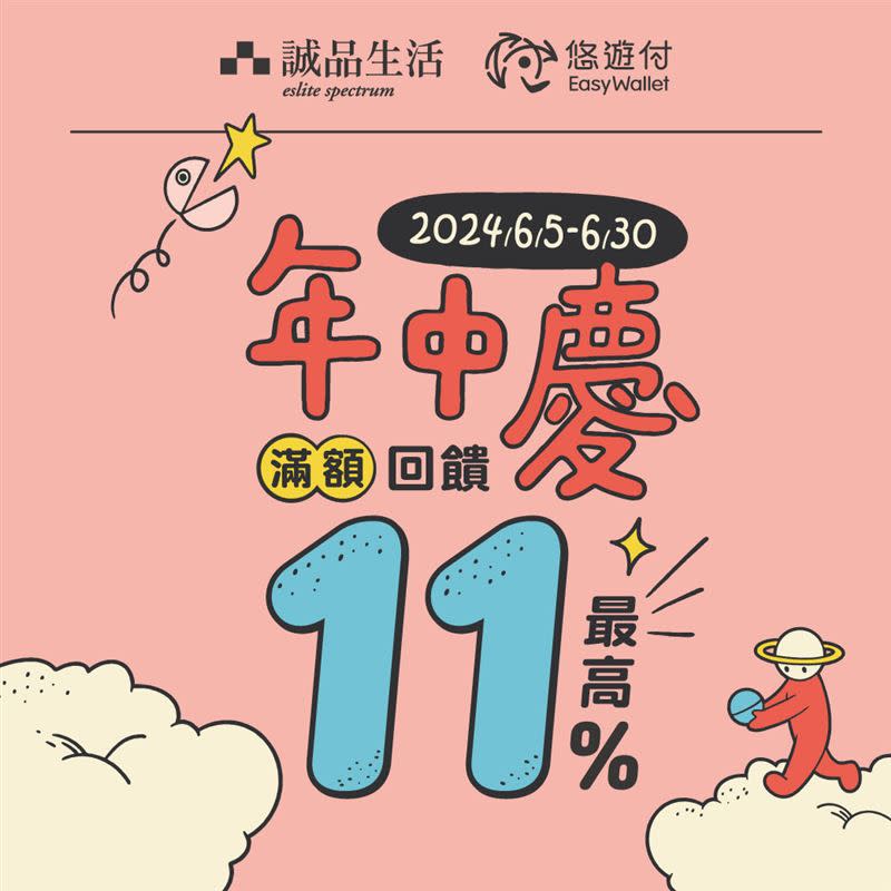 「誠品生活」悠遊付，年中慶最高回饋11%。