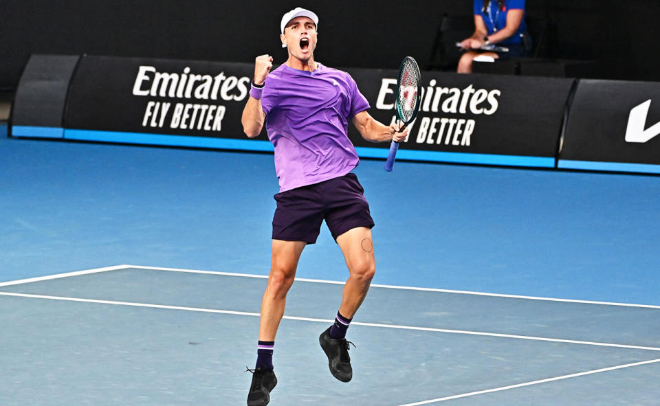 Chris O'Connell, pictured here after his victory over Christian Garin at the Australian Open.