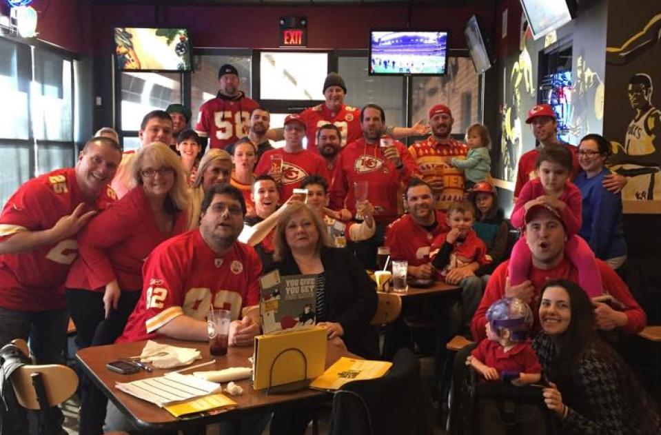 A group of Milwaukee-area Kansas City Chiefs fans meets at Buffalo Wild Wings in Brookfield for every game.