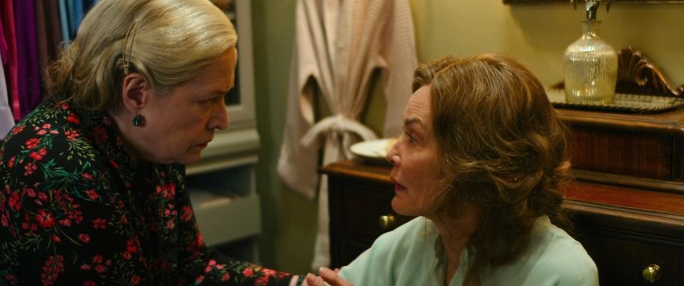 Kathy Bates, left, and Jessica Lange in HBO film "The Great Lillian Hall."