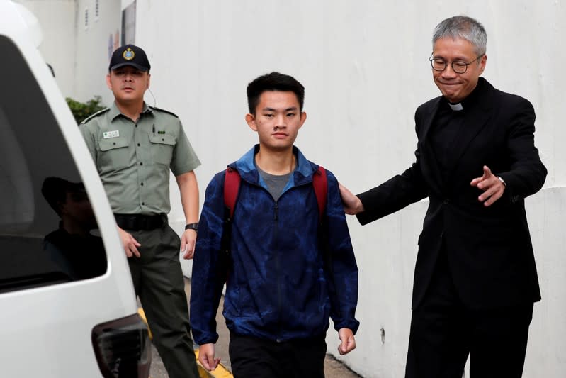 Chan Tong-kai, a Hong Kong citizen who was accused of murdering his girlfriend in Taiwan last year, leaves from Pik Uk Prison, in Hong Kong