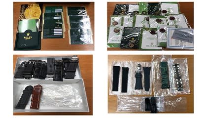 Man arrested over counterfeit watches in Singapore. (Photos: Singapore Police Force)