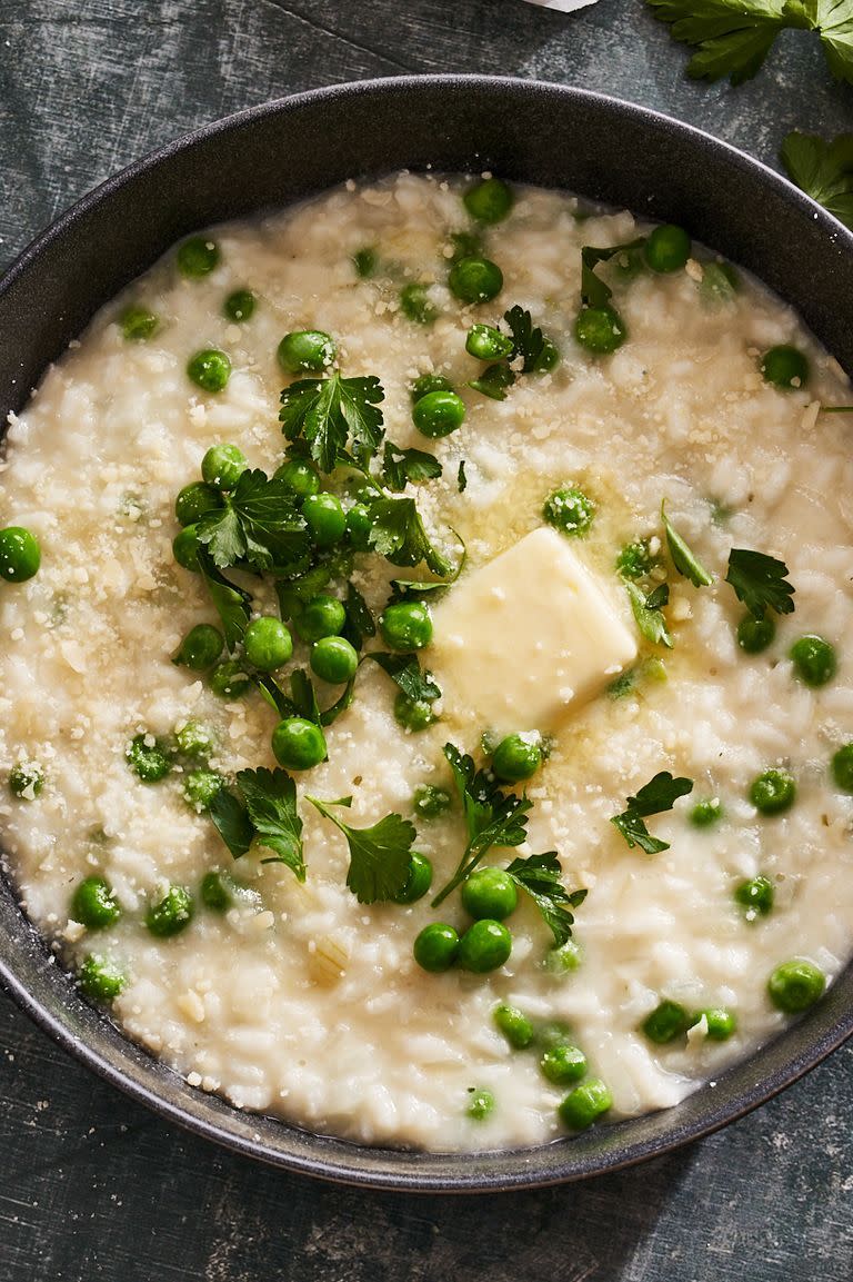 8) Baked Risotto with Lemon, Peas & Parmesan
