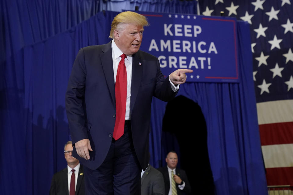 U.S. President Donald Trump holds a campaign rally in Fayetteville, North Carolina, U.S., September 9, 2019. REUTERS/Kevin Lamarque