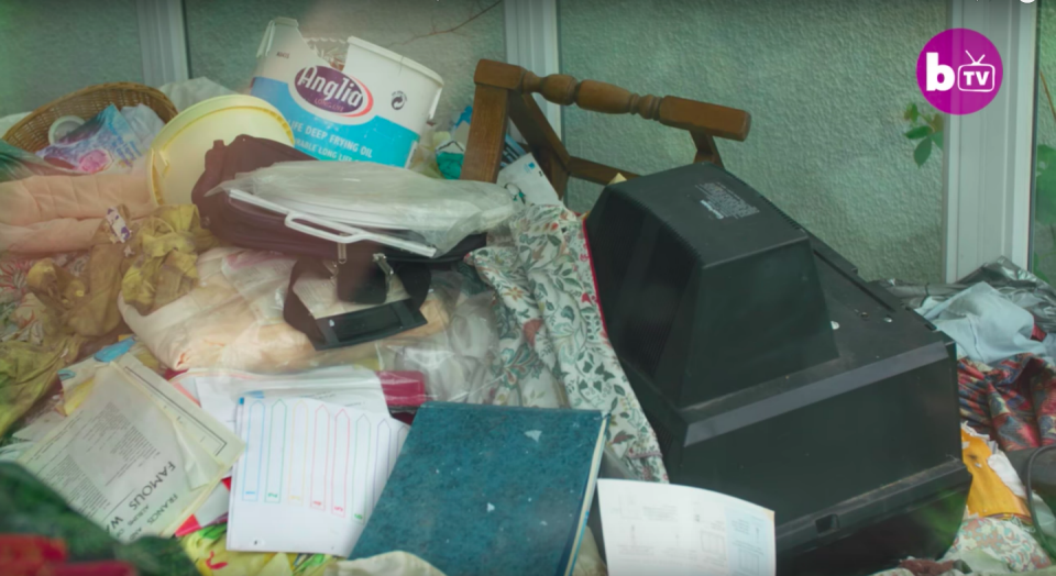 A mix of rubbish and useful items is strewn across both of Michael's properties. Source: Barcroft