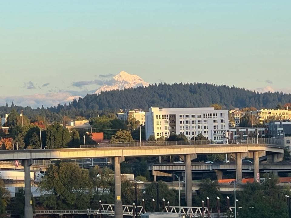 <strong>View from The Sacred Mushroom™ - Mount Hood can be seen above the Portland, Oregon skyline from our 11,000 square foot, 7<sup>th</sup> Floor Facility</strong>