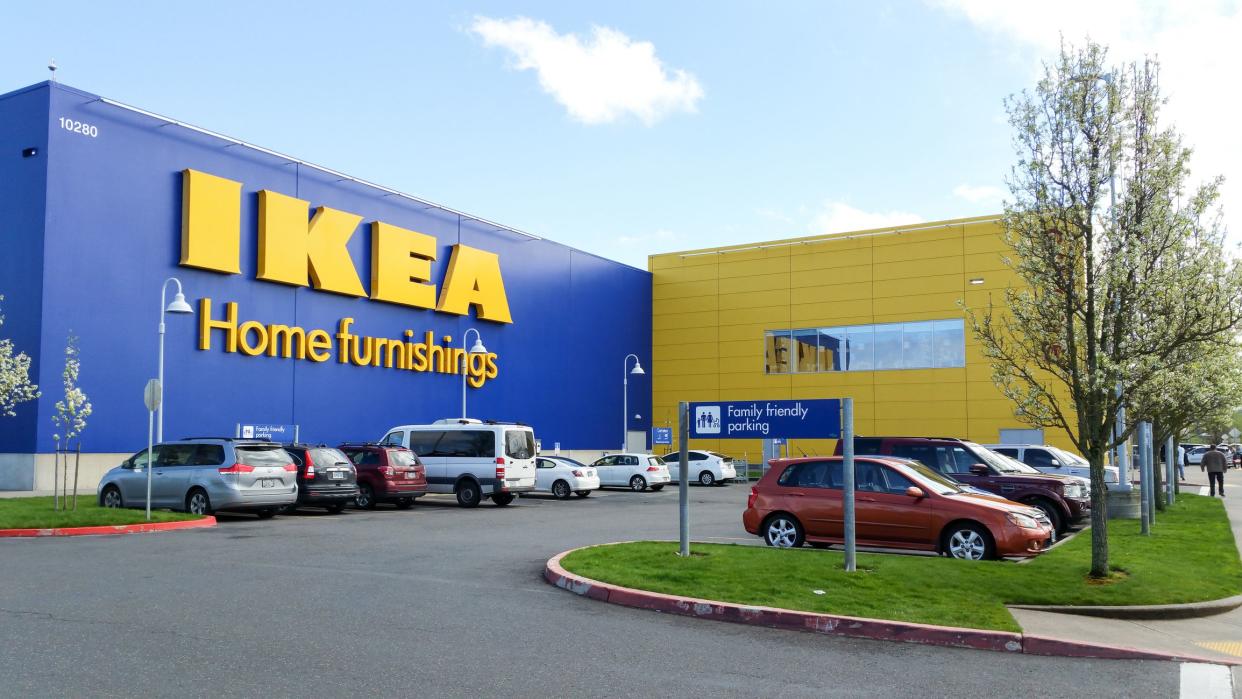 Portland, OR, USA - April 6, 2017; Exterior of a Ikea Home Furnishings in Portland, OR. Ikea is based in Sweden and is known for affordable home furniture and accessories. Ikea is located all across Europe and the USA.