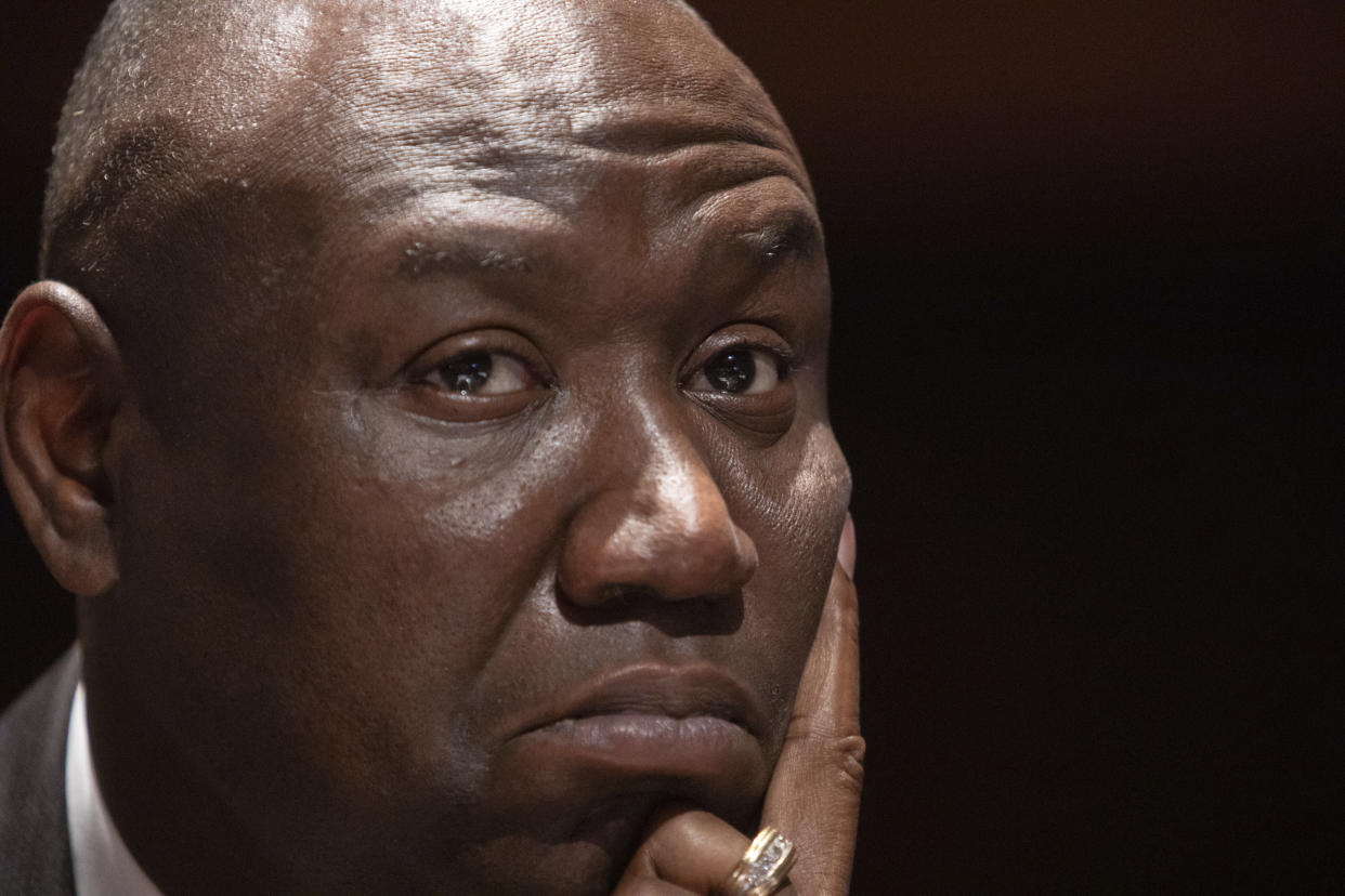 FILE - In this Wednesday, June 10, 2020 file photo, civil rights attorney Ben Crump appears during a House Judiciary Committee hearing on proposed changes to police practices and accountability on Capitol Hill in Washington. (Graeme Jennings/The Washington Examiner via AP, Pool)