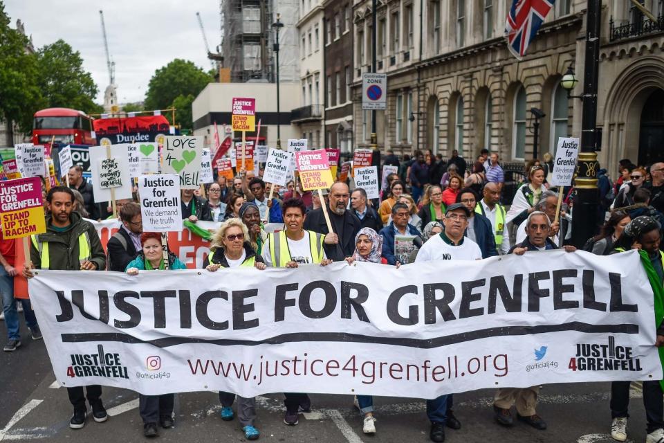 Hundreds of people march through London demanding justice for Grenfell Tower tragedy