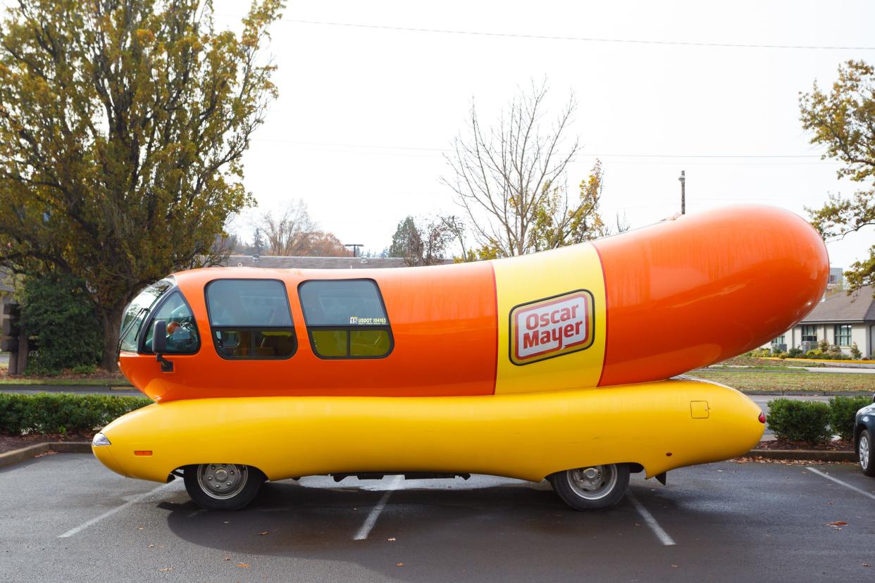 Eugene, OR, USA - November 12, 2015: Oscar Mayer Wienermobile makes an appearance at the University of Oregon in Eugene.