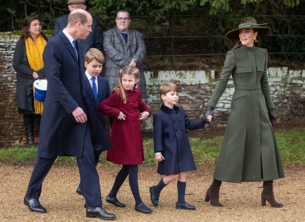 SANDRINGHAM, NORFOLK - DECEMBER 25: <a href="https://parade.com/tag/prince-william/" rel="nofollow noopener" target="_blank" data-ylk="slk:Prince William;elm:context_link;itc:0;sec:content-canvas" class="link ">Prince William</a>, Prince of Wales, Prince George, Princess Charlotte, Prince Louis and Catherine, Princess of Wales attend the Christmas Day service at Sandringham Church on <a href="https://parade.com/living/december-holidays-observances" rel="nofollow noopener" target="_blank" data-ylk="slk:December;elm:context_link;itc:0;sec:content-canvas" class="link ">December</a> 25, 2022 in Sandringham, Norfolk. King Charles III ascended to the throne on <a href="https://parade.com/living/september-holidays-observances" rel="nofollow noopener" target="_blank" data-ylk="slk:September;elm:context_link;itc:0;sec:content-canvas" class="link ">September</a> 8, 2022, with his <a href="https://parade.com/news/queen-elizabeth-coronation" rel="nofollow noopener" target="_blank" data-ylk="slk:coronation;elm:context_link;itc:0;sec:content-canvas" class="link ">coronation</a> set for May 6, 2023. (Photo by Samir Hussein/WireImage)<p><a href="https://www.gettyimages.com/detail/1452328857" rel="nofollow noopener" target="_blank" data-ylk="slk:Samir Hussein/Getty Images;elm:context_link;itc:0;sec:content-canvas" class="link ">Samir Hussein/Getty Images</a></p>