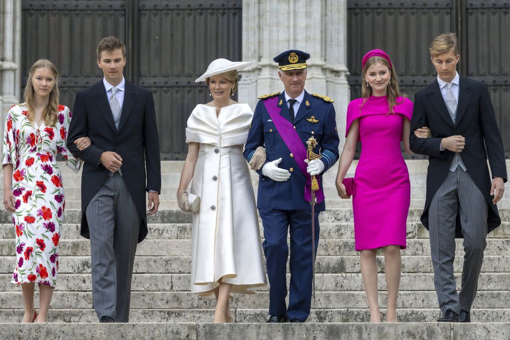 King Philippe and Queen Mathilde with their children