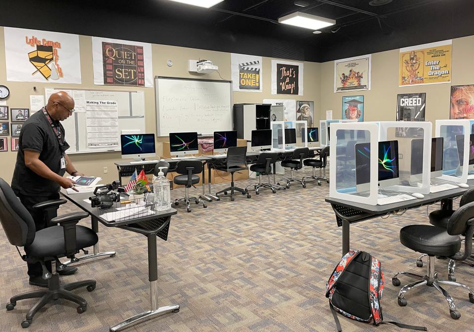 Film instructor Michael Bosby is shown in his classroom at Athens Community Career Academy in Athens, Ga. on May 11, 2022. Bosby recently won two awards for a short film he wrote, directed and starred in.