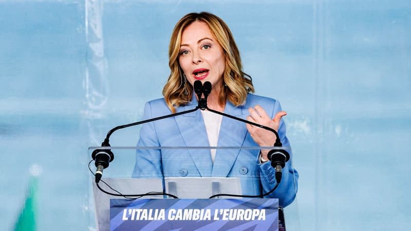 Italian Prime Minister Giorgia Meloni speaks during the Programmatic Conference of the Fratelli d'Italia (Brothers of Italy). Roberto Monaldo/LaPresse via ZUMA Press/dpa