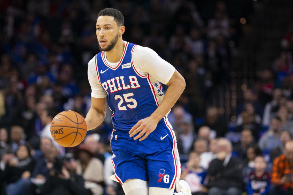 Ben Simmons did the unthinkable Wednesday with a 3-point shot against the New York Knicks. (Mitchell Leff/Getty Images)