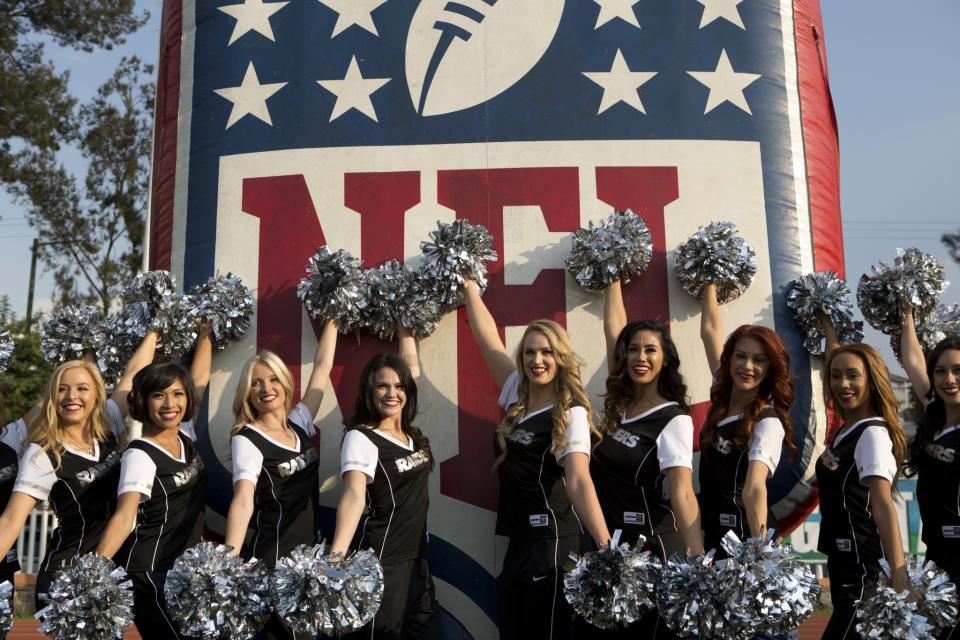 The Oakland Raiders' cheerleaders are adjusting as best they can to the high altitude of Mexico City. (AP)