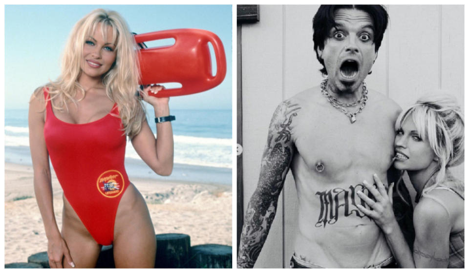 Pamela Anderson (&#xe0; esquerda) n&#xe3;o gostou da escala&#xe7;&#xe3;o de Lily James e Tommy Lee em s&#xe9;rie sobre a sua vida (reprodu&#xe7;&#xe3;o)