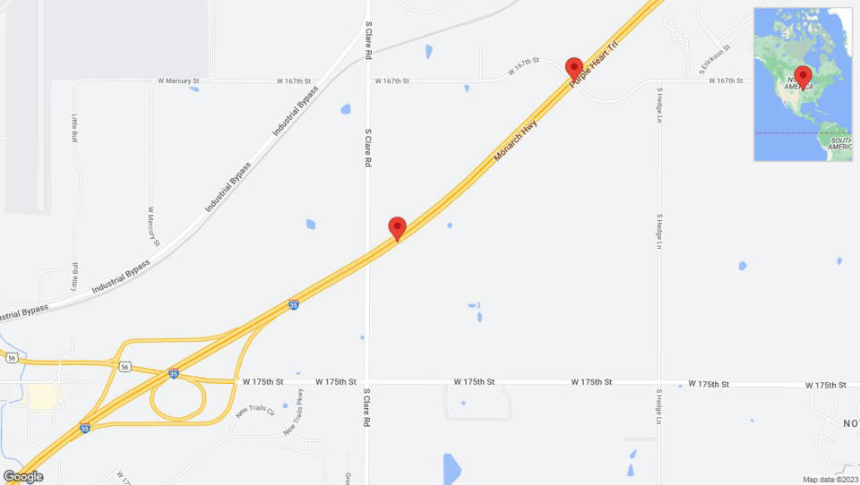 A detailed map that shows the affected road due to 'Crash update: I-35' on November 22nd at 5:11 p.m.