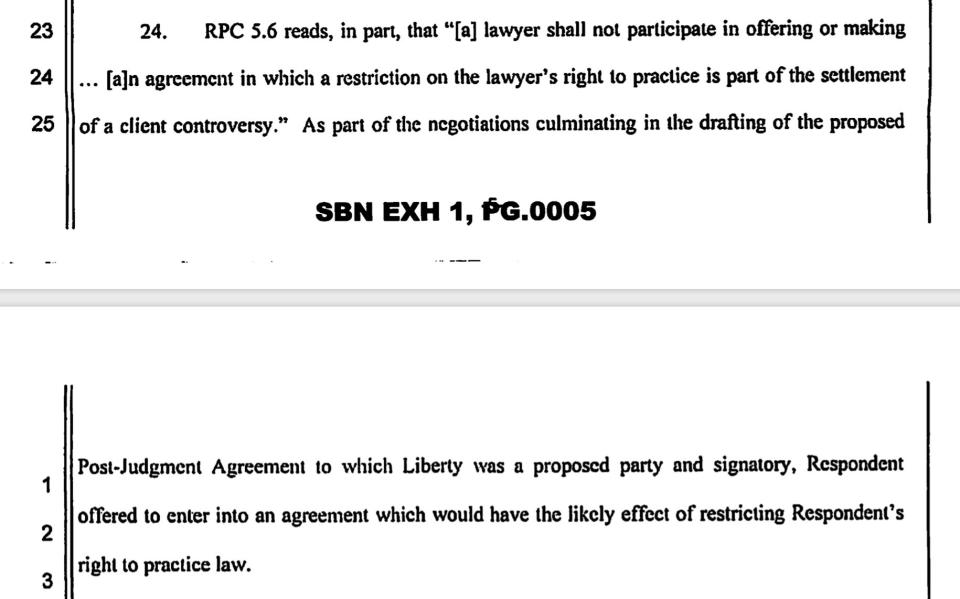 Randazza's guilty plea in Nevada. View the full document <a href="https://www.scribd.com/document/402518839/Discipline-and-Guilty-Plea" target="_blank" rel="noopener noreferrer">here</a>. (Photo: Nevada Supreme Court)