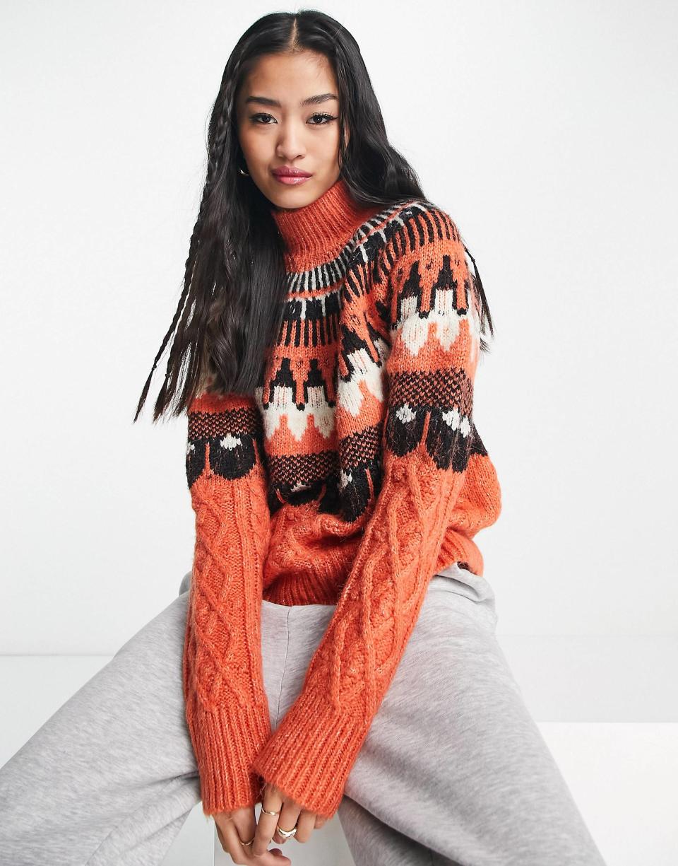 <p><a href="https://go.redirectingat.com?id=74968X1596630&url=https%3A%2F%2Fwww.asos.com%2Fus%2Fvero-moda%2Fvero-moda-fairisle-knitted-sweater-in-spice%2Fprd%2F203798788&sref=https%3A%2F%2Fwww.thepioneerwoman.com%2Ffashion-style%2Fg44566131%2Fthanksgiving-sweaters%2F" rel="nofollow noopener" target="_blank" data-ylk="slk:Shop Now;elm:context_link;itc:0;sec:content-canvas" class="link ">Shop Now</a></p><p>Fair Isle Knitted Sweater in Spice</p><p>us.asos.com</p><p>$75.00</p><span class="copyright">Asos</span>