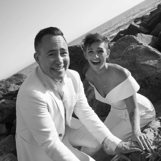 The author and his wife, Lauren, on their wedding day, July 31, 2021, at Hotel Del Coronado, California. (Photo: Courtesy of James Bennett)