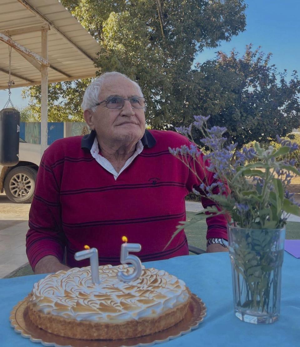 This handout photo provided by Anat Moshe Shoshany/Elinor Shahar Personal Management shows David Moshe celebrating his birthday in an unknown location. (Anat Moshe Shoshany/Elinor Shahar Personal Management via AP)
