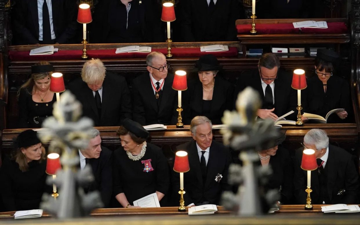 The six former prime ministers were seated prominently at the Queen's funeral - GARETH FULLER/POOL/AFP via Getty Images