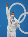 <p>TOKYO, JAPAN - JULY 31: Caeleb Dressel of Team United States is seen on the Podium after winning the Men's 100m Butterfly final at Tokyo Aquatics Centre on July 31, 2021 in Tokyo, Japan. (Photo by Ian MacNicol/Getty Images)</p> 