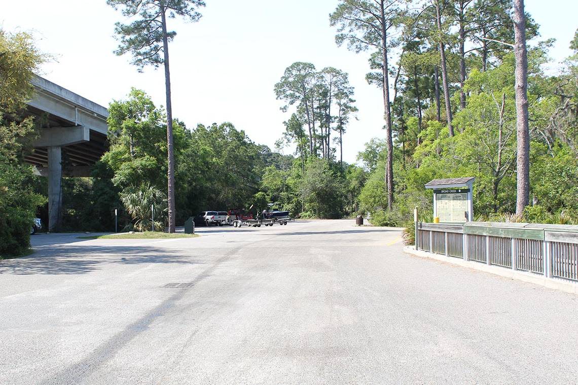 Parking for the Cross Island Boat Landing, which is also known as the Broad Creek Boat Ramp.