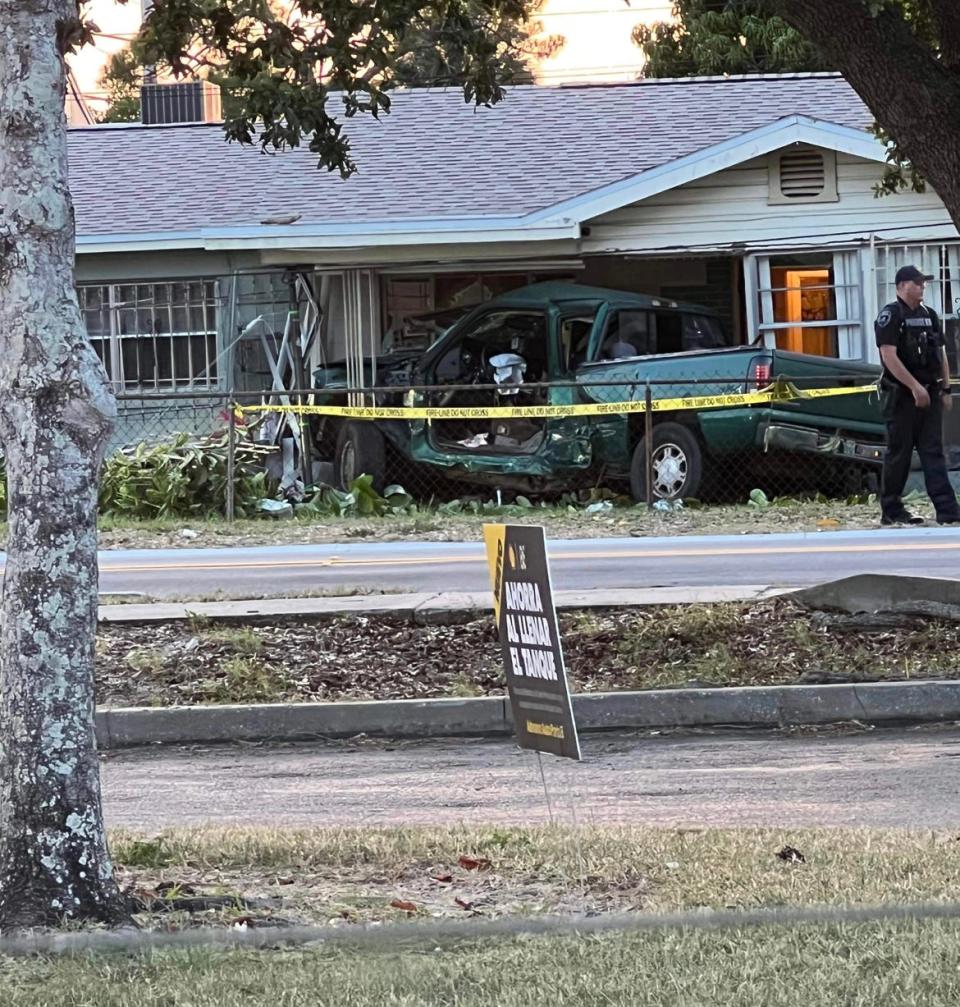 A pickup truck crashed into Cocoa Mayor Mike Blake's home Wednesday evening. The mayor was not home at the time. The driver was treated for minor injuries.