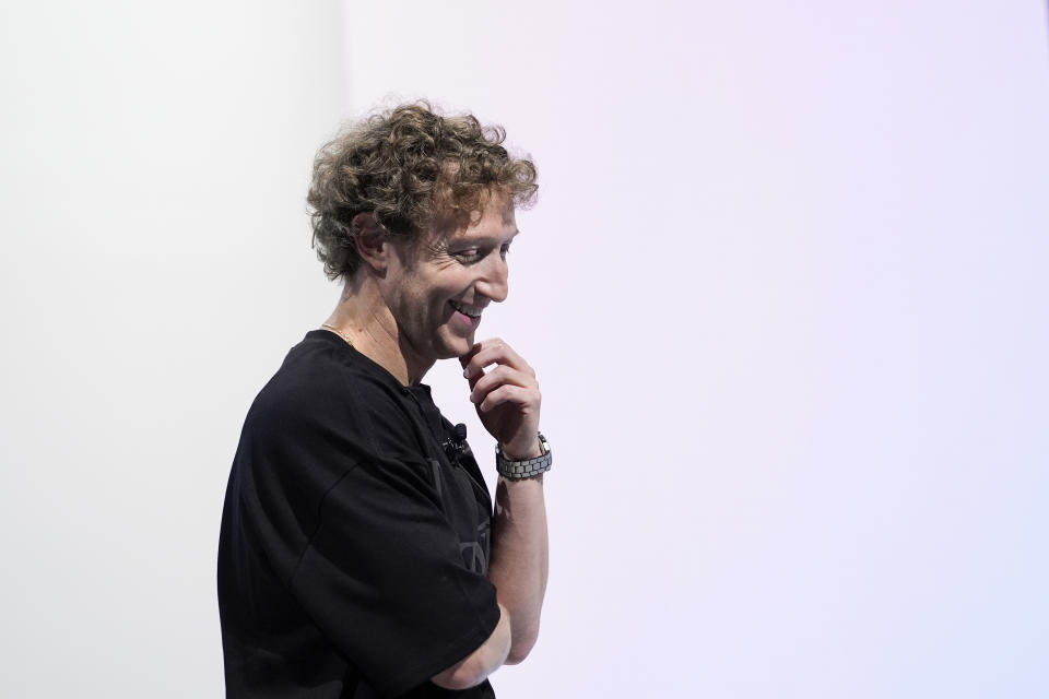 Mark Zuckerberg smiles as he speaks at the Meta Connect conference on Wednesday, Sept. 25, 2024, in Menlo Park, Calif. (AP Photo/Godofredo A. Vásquez)