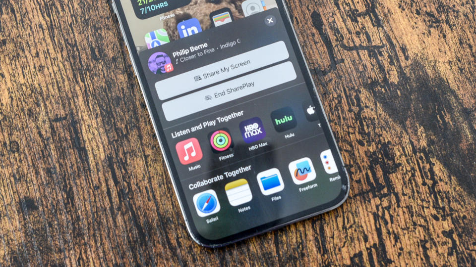 Sharing options on an iPhone running iOS 17 beta for SharePlay