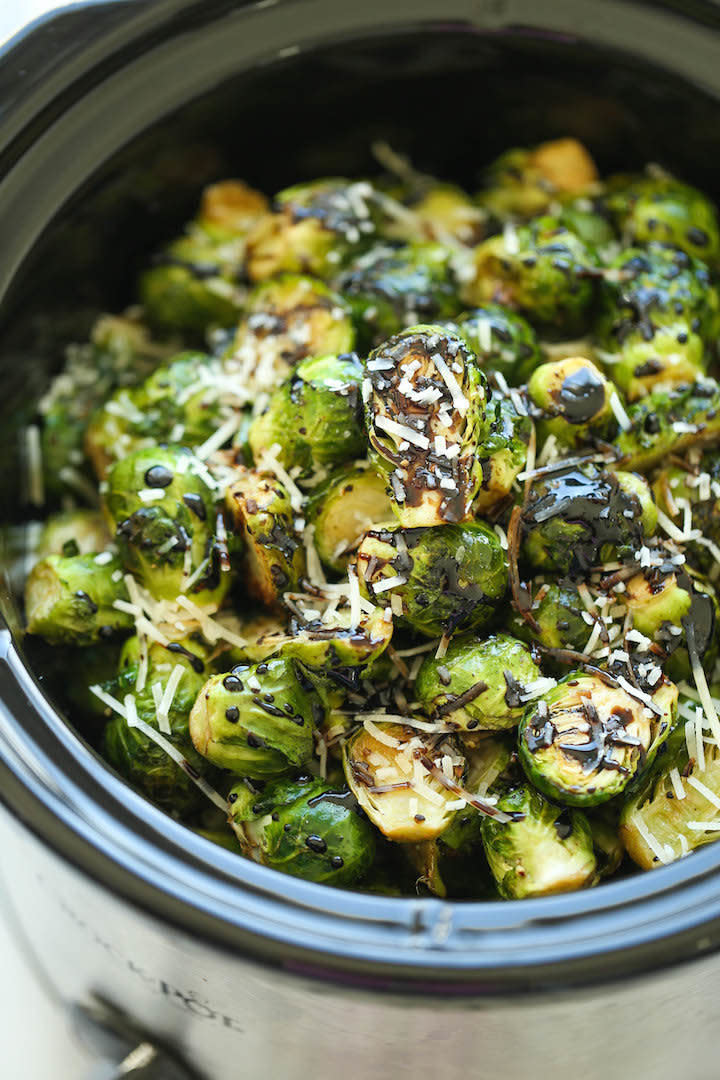 <strong>Get the <a href="http://damndelicious.net/2015/10/31/slow-cooker-balsamic-brussels-sprouts/">Slow Cooker Balsamic Brussels Sprouts recipe</a>&nbsp;from Damn Delicious</strong>