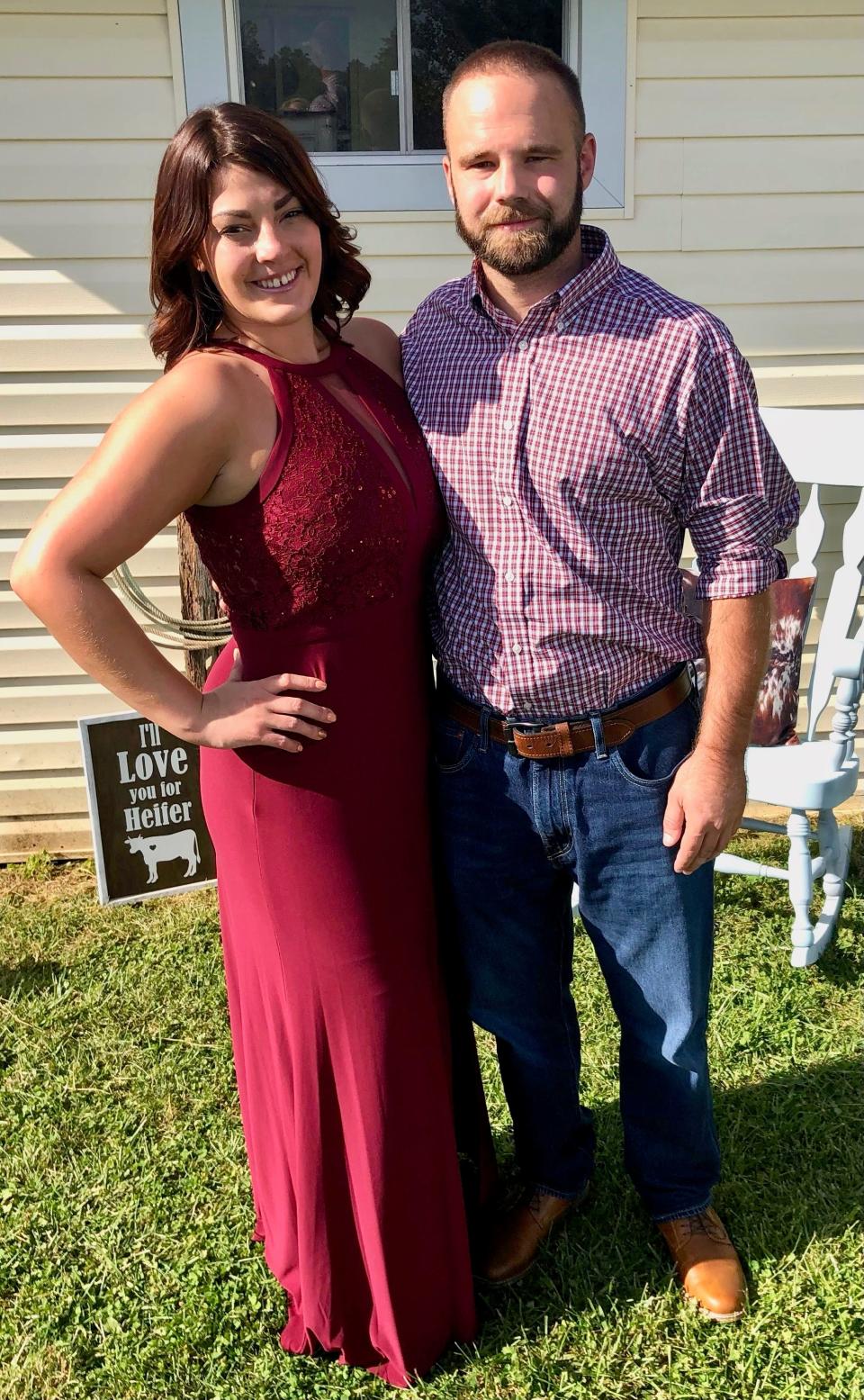 Josh Wallace with his girlfriend, Taylor Toms, in October 2021. Wallace was one of three Columbia Machine employees killed at work Thursday by a Hedgesville, W.Va., co-worker.