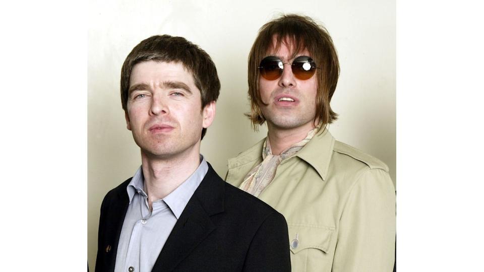 Noel and Liam Gallagher of rock band Oasis in 2003