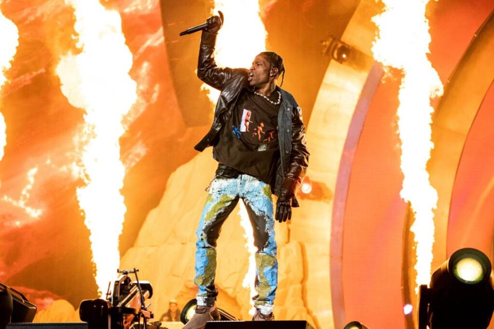 Travis Scott performs at the Astroworld Music Festival in Houston, Nov. 5, 2021. (Photo by Amy Harris/Invision/AP, File)