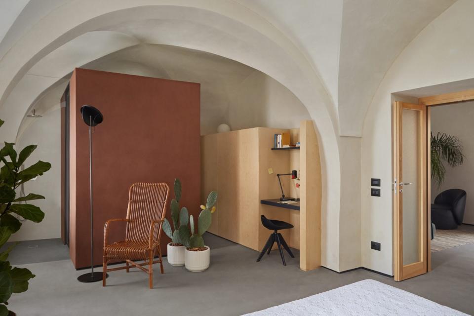 The bathroom in a bedroom in the 1 Euro House in Sambuca, Sicily