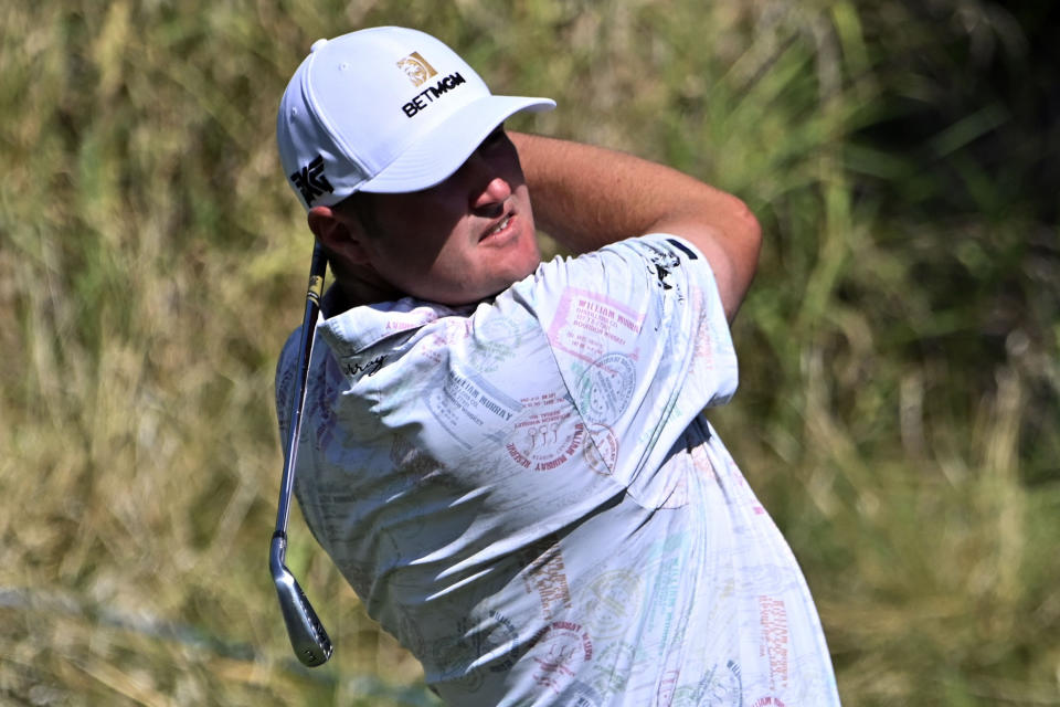 Jason Kokrak makes his tee shot on the second hole during the final round of the CJ Cup golf tournament at Shadow Creek Golf Course Sunday, Oct. 18, 2020, in North Las Vegas. (AP Photo/David Becker)