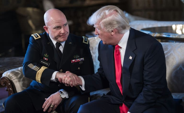 US President Donald Trump had promised Army lieutenant general McMaster (L) "full authority" to hire his own staff as national security advisor