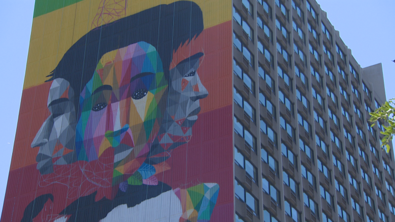 23-storey mural transforms downtown student residence