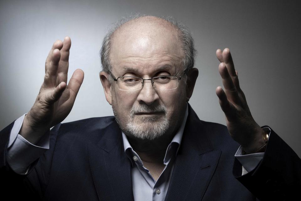 British author Salman Rushdie poses during a photo session in Paris on Sept. 10, 2018.