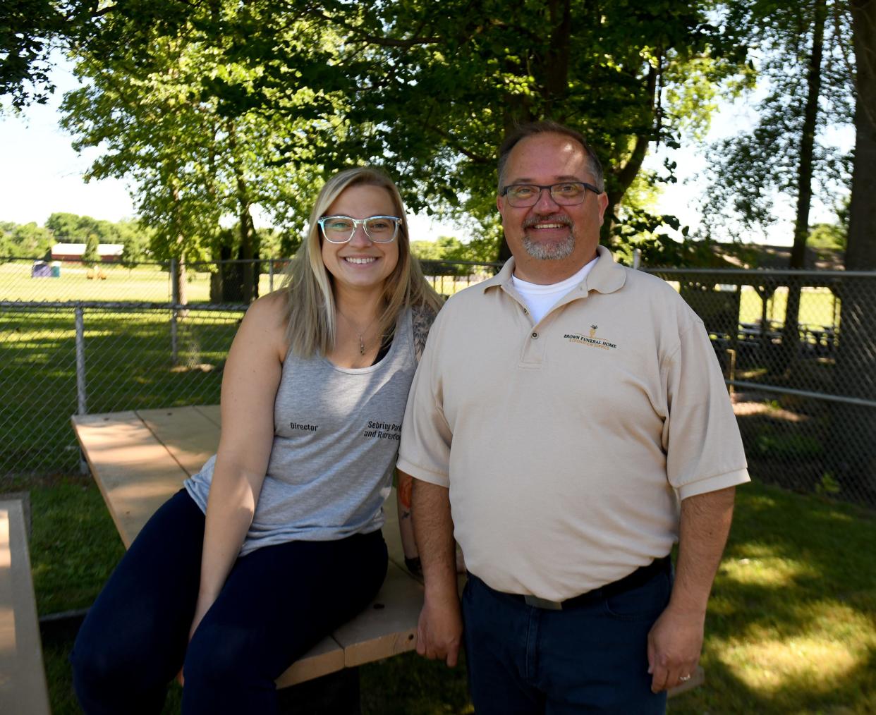 Melinda Eckert, director of Sebring's Parks and Recreation Board, and Chris Brown of Sebring's Friends of the Park, photographed Thursday, June 23, 2022, at Southside Park, are gearing up for the village's Fourth of July activities.