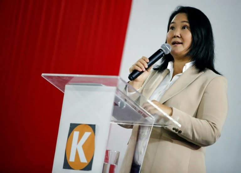 Keiko Fujimori, lors d'une conférence de presse avant la proclamation des résultats de l'élection présidentielle, le 19 juillet 2021 à Lima