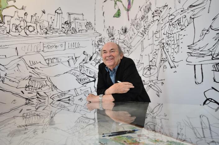 British illustrator Quentin Blake during the press preview of his exhibition entitled 'Quentin Blake's Inside Stories' at the House of Illustration in London (AFP Photo/Ben STANSALL)