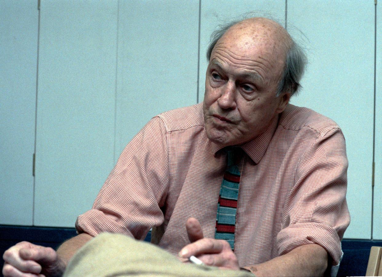 Oslo 19890929 The British author Roald Dahl presents his book Matilda in Norwegian translation. Interview situation. Photo: Inge Gjellesvik / NTB / NTB